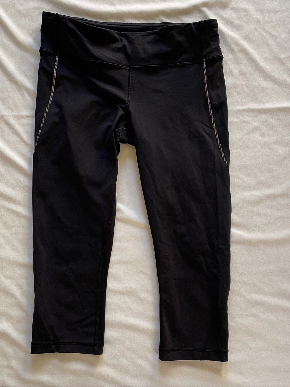 Women’s Black Capri Leggings with Reflective Stitching